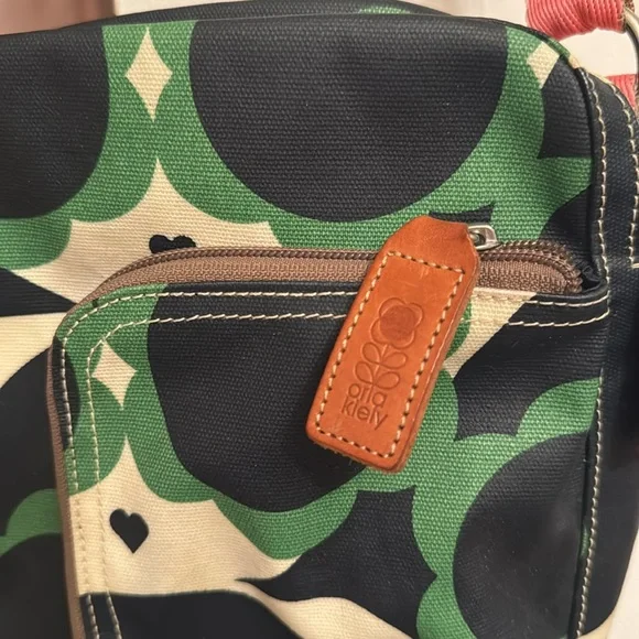 Orla Kiely Black and Green Patterned Crossbody Bag - Picture 2 of 6